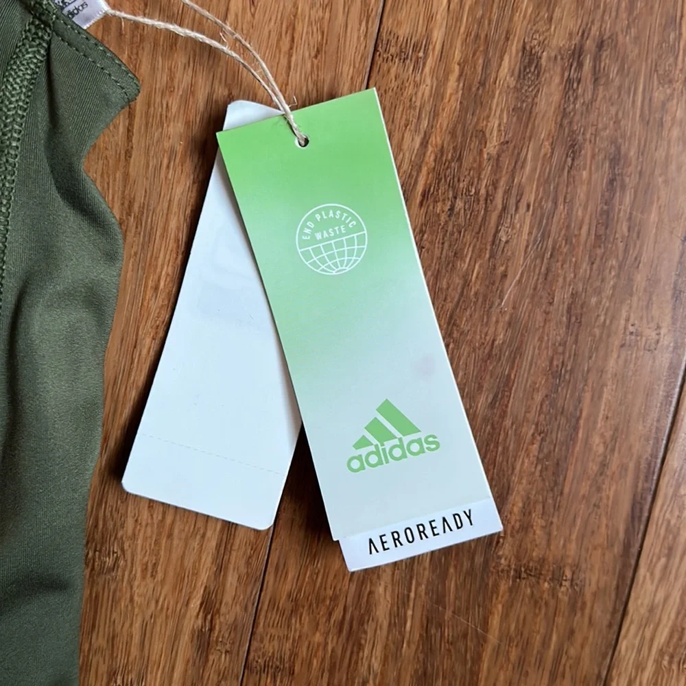 NWT Adidas Women's Crop Tank Medium Support Sports Bra Green Size Small - Picture 4 of 11